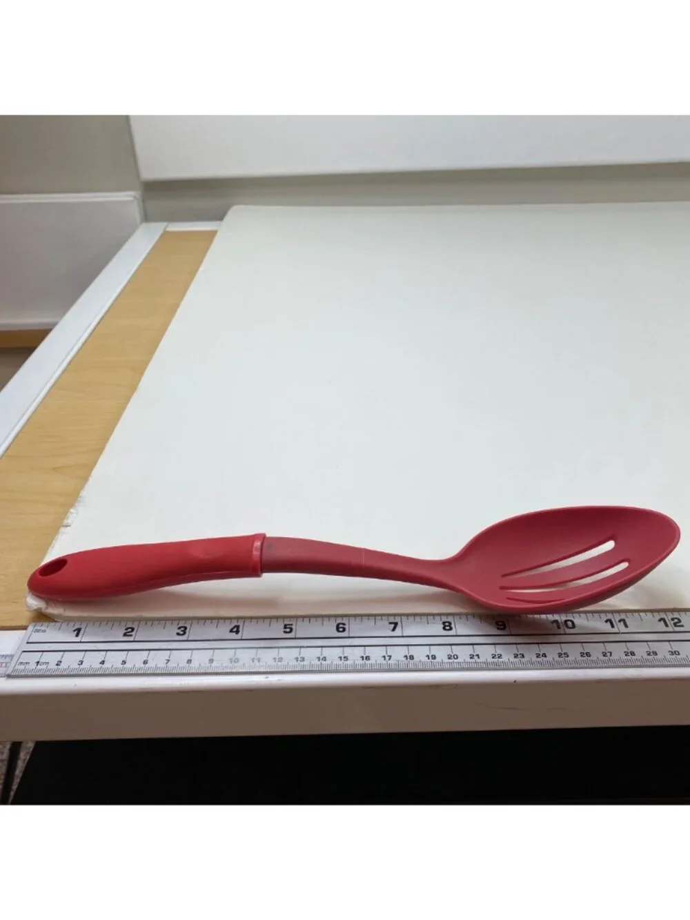 Red Slotted Spoon Cooking Serving Heat-Resistant Lightweight Durable Handle